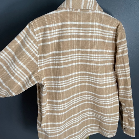H&M Premium Wool Blend Shirt Jacket Beige / Checked OVERSIZED fit Size Small - Picture 7 of 11